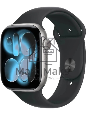 Смарт-часы Apple Watch Series 11 A3333 46мм OLED корп.серый космос Sport Band рем.черный разм.брасл.:S/M (MEV04LW/A)