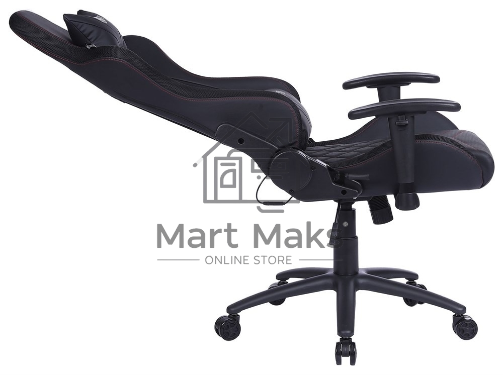 Кресло игровое Cactus CS-CHR-0099BLR черный/красный, сиденье черный/красный, эко.кожа, с подголов. крестовина металл, пластик черный