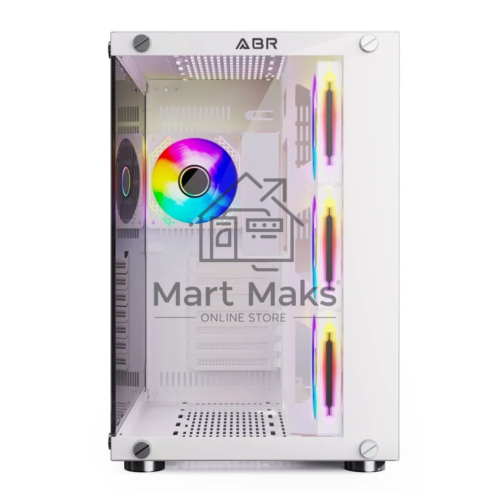 Компьютерный корпус ABR Sea View White (1*USB Type-C, 2*USB 2.0, HD Audio, 4xRGB Fan, ATX, Micro-ATX)
