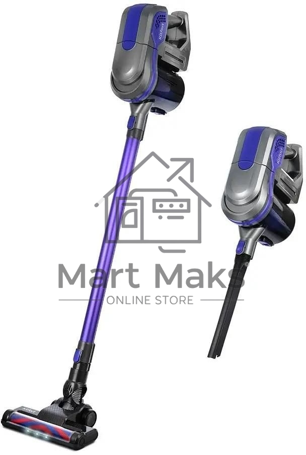 Пылесос вертикальный Kitfort КТ-5103 синий/серый, питание от аккумулятора, 60 Вт, уборка сухая, пылесборник 0.45 л, работа от АКБ max 30 мин.