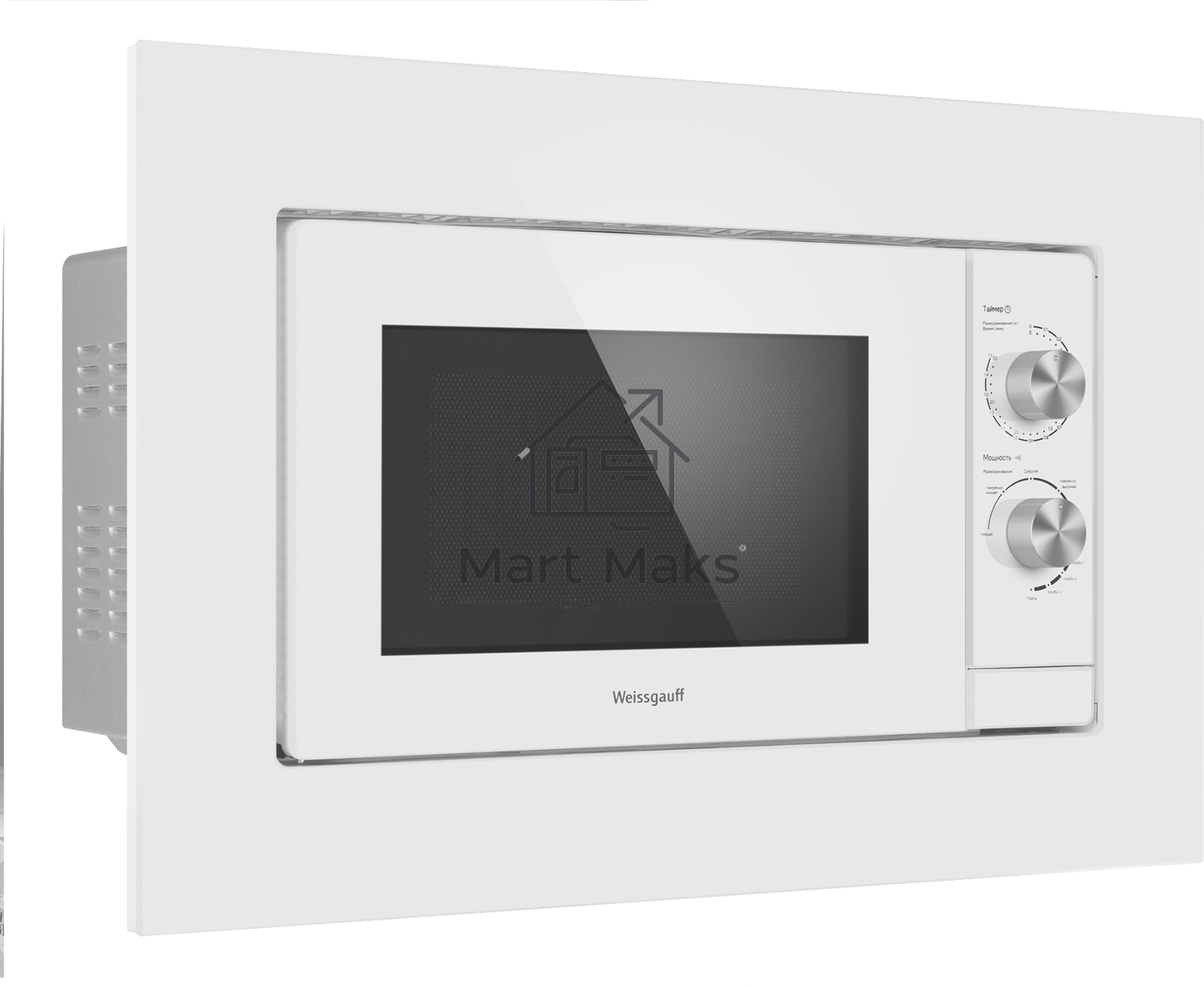 Микроволновая печь встраиваемая Weissgauff HMT-2012GRILL белый, 20 л, 700 Вт, переключатели - поворотный механизм