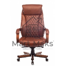 Кресло руководителя Бюрократ T-9924WALNUT светло-коричневый Leather Eichel, кожа, с подголов. крестовина металл/дерево