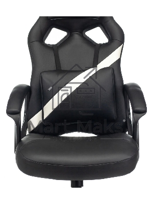 Кресло игровое Zombie DRIVER черный/белый, искусственная кожа, с подголов. крестовина пластик