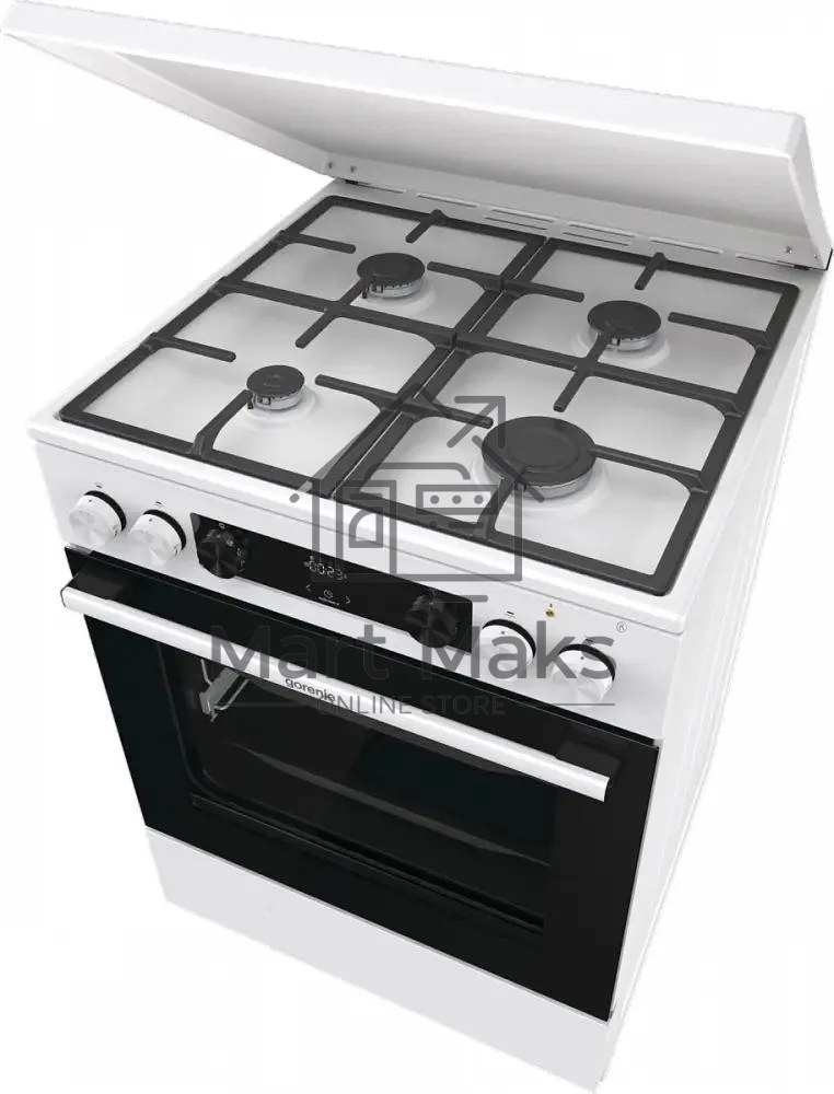 Плита комбинированная Gorenje GKS6C71WF белый, конфорок 4 газовых, духовка 71 л, 60 см x 85 см x 60 см