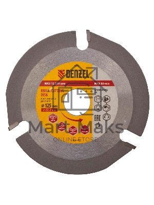 Диск пильный для УШМ Denzel мультирез, 125 х 22,2 мм