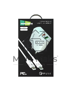 Зарядное устройство MORE CHOICE NC61a белый - 1USB+1USB-C 3.0A PD 20W+QC3.0 быстрая зарядка для Type-C
