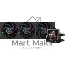 Система жидкостного охлаждения PCCooler DT360 ARGb Display BK (300W, 360мм, LED temp., черный, ARGb/Fans: 3x120мм, 83.83CFM, 3000RPM/Pump height 62мм, 15dBA, 2600RPM, Rad thickness 27мм/S: 1851, 1700, 1200, 115X, AM5, AM4)