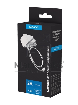 Сетевое зарядное устройство Maxvi A200Т Type-C 2А 10W, 1.2м, белый