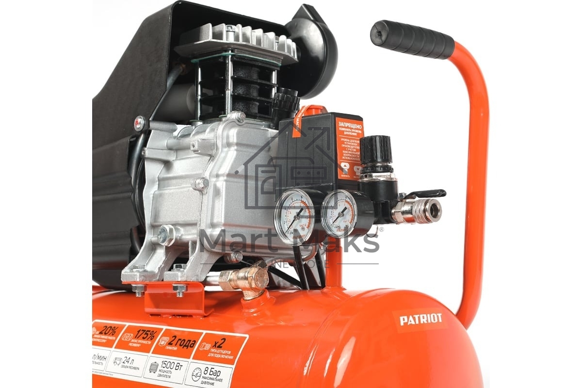 Компрессор Patriot EURO 24-240K + набор пневиоинструмента KIT 5В1.5кВт 220В 240л/мин 24л