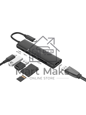 Разветвитель USB-C A4Tech DST-60C 2порт. серый