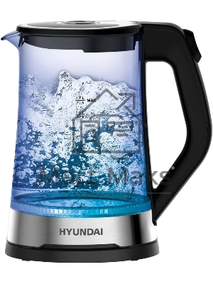 Чайник электрический Hyundai HYK-G3401 1.7 л, 2200 Вт, черный/серебристый (корпус: стекло)