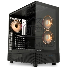 Компьютерный корпус HSPD F710, Panoramic Mid Tower, черный, TG, 0.5 SPCC, 3x120мм ARGb E-ATX, ATX, mATX, mITX 185/395/270мм 2x2.5
