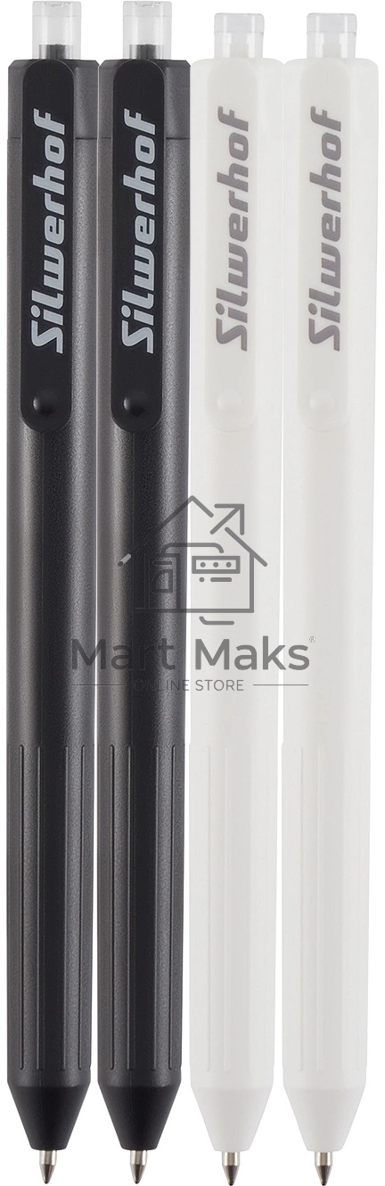 Набор ручек шариковых автоматическая Silwerhof NG Modern, d=0.7мм, синие чернила, блистер с европодвесом (4шт)