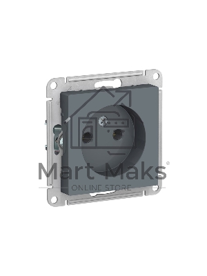 Механизм розетки 1-м СП AtlasDesign 16А IP20 без заземл. грифель