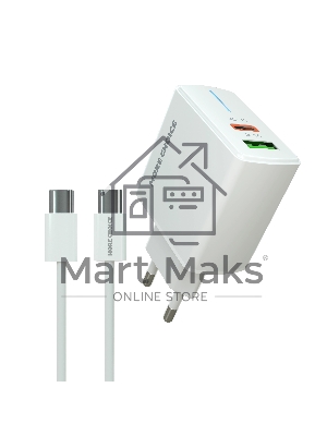 Зарядное устройство MORE CHOICE NC61a белый - 1USB+1USB-C 3.0A PD 20W+QC3.0 быстрая зарядка для Type-C