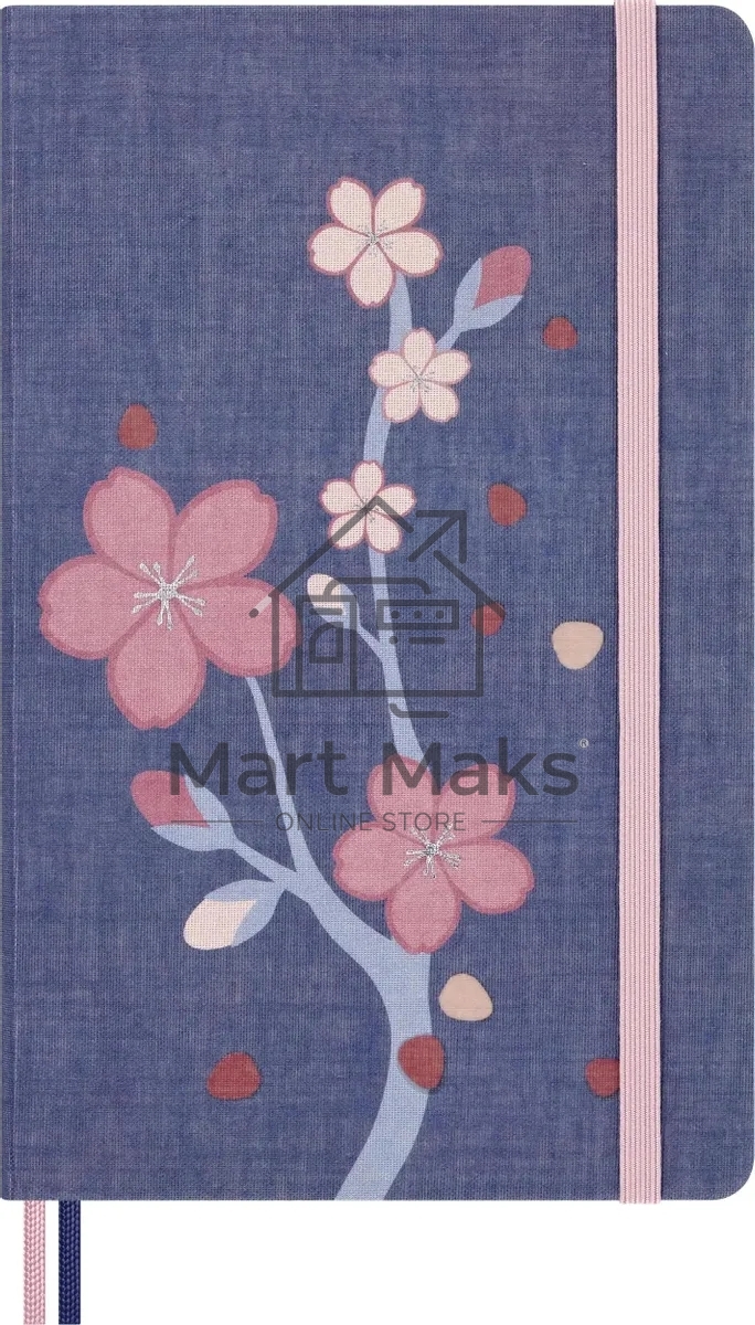 Блокнот Moleskine LIMITED EDITION SAKURA LESU08QP062BOX 130х210мм, обложка текстиль, 176 страниц, нелинованный, подарочная коробка, синий, 2025