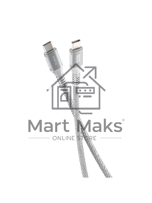 Кабель OLMIO PD100, Type-C - Type-C, PD 100W, USB2.0, 1.2м, тканевая оплетка, белый