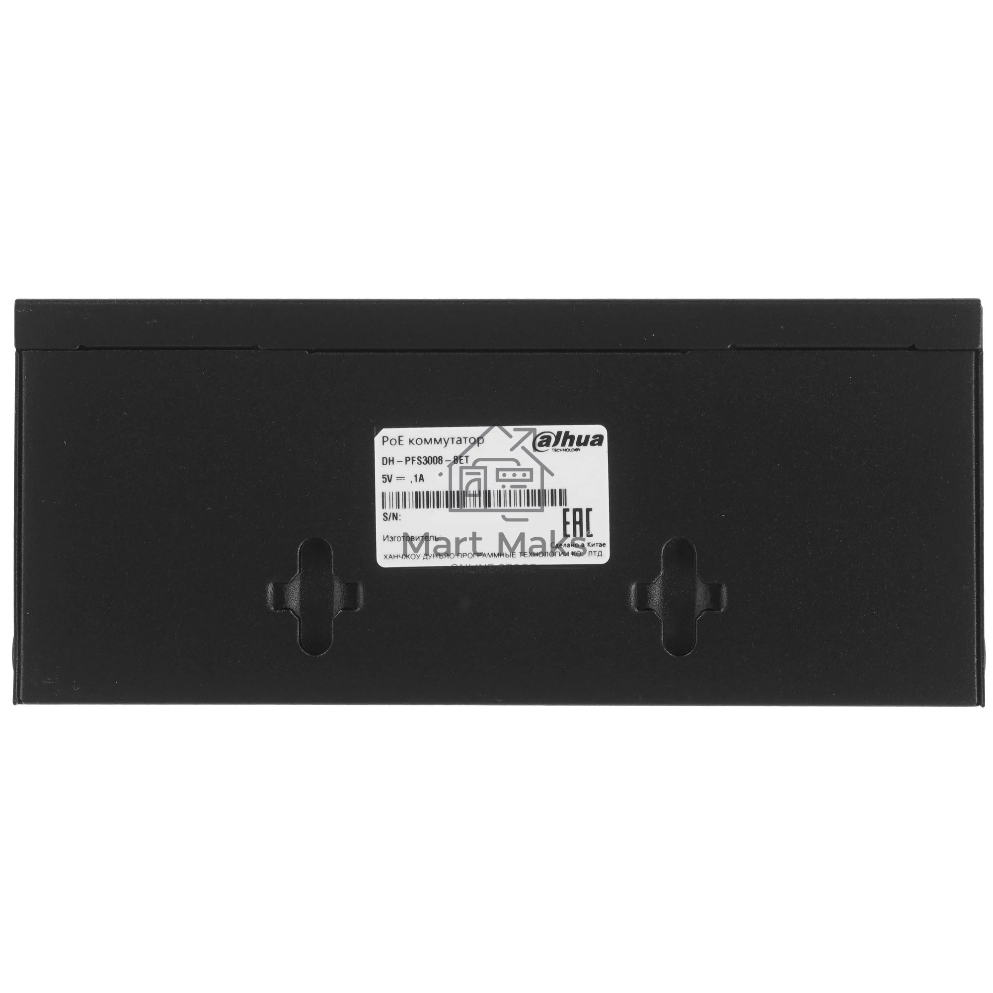 Коммутатор 8-в-1 Dahua DH-PFS3008-8ET/8 портов до 100 Мбит.с/коммутация до 1.6 Gbит.с/неуправляемый/Plug & Play/черный (DH-PFS3008-8ET)