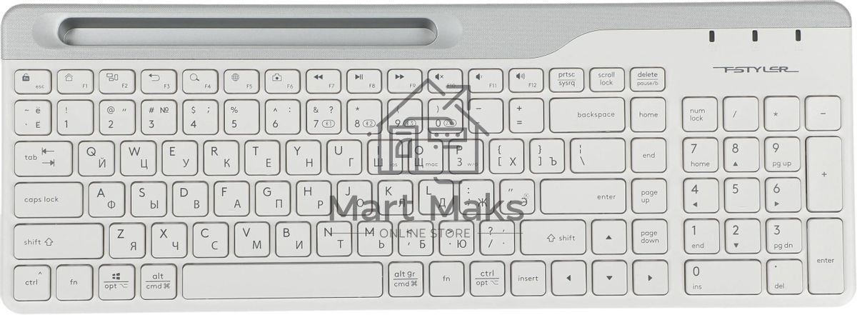 Клавиатура беспроводная A4Tech Fstyler FBK25, USB, Bluetooth/Радиоканал, белый/серый