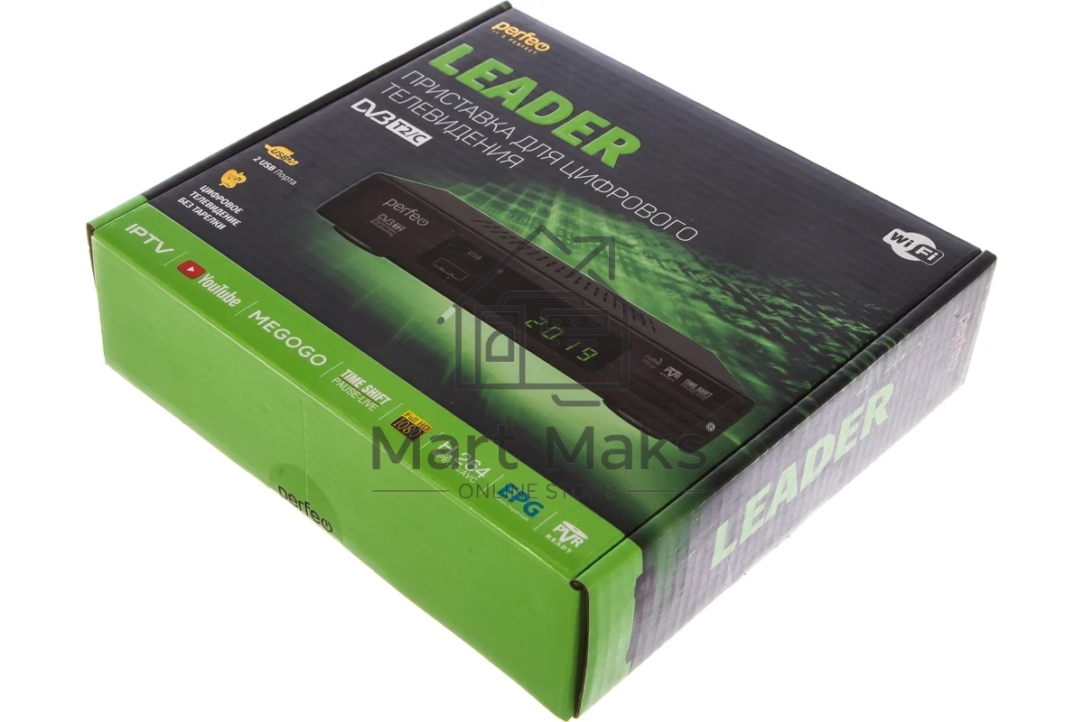 Приставка Perfeo (PF-A4412) LEADER DVB-T2/C для цифр.TV, Wi-Fi, IPTV, HDMI, 2 USB, DolbyDigital, пульт ДУ