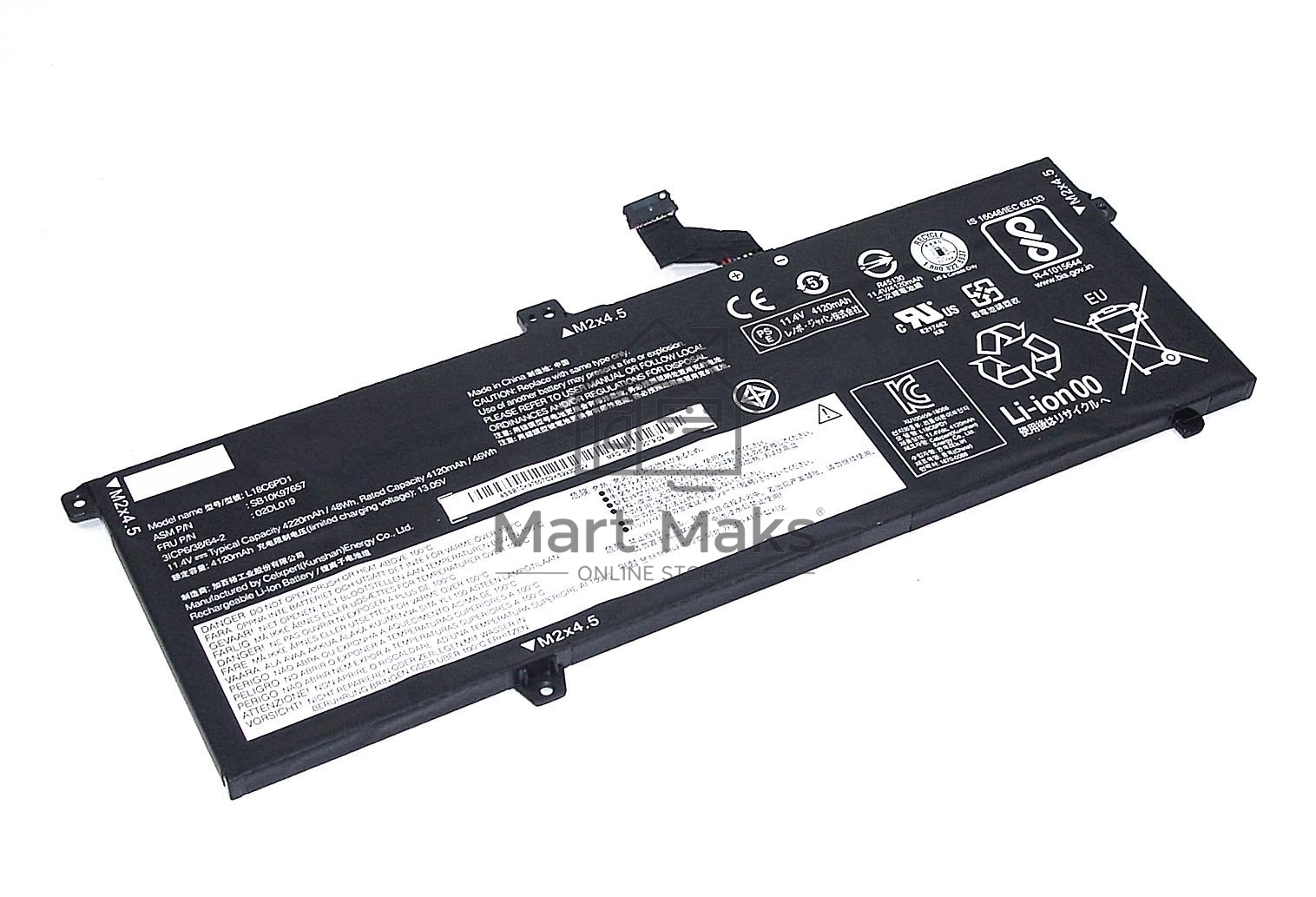 Аккумуляторная батарея для ноутбука Lenovo ThinkPad X390 (L18M6PD1) 11.4V 4220mAh
