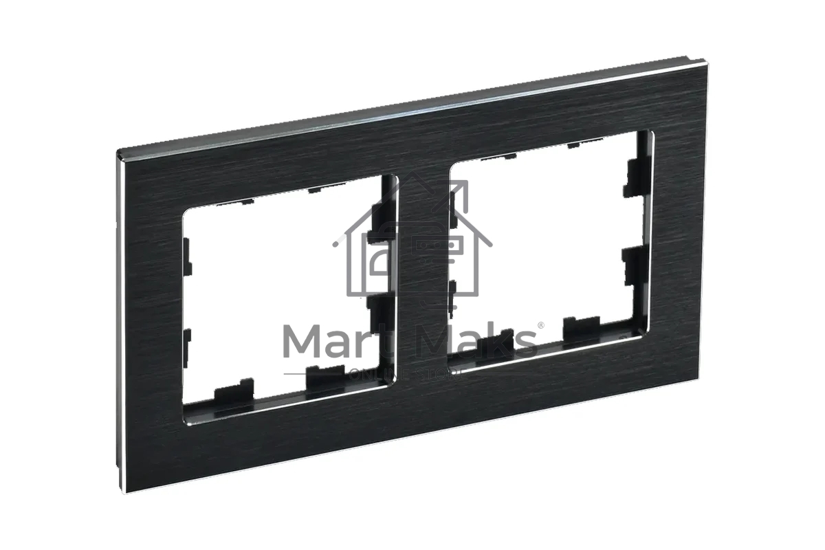 Рамка 2 -местная IEK BRITE РУ-2-1-БрЧ ( BR-M22-M-K02) металл черный