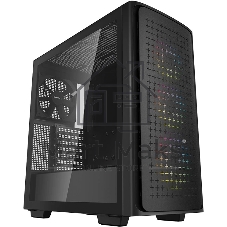 Компьютерный корпус Deepcool CK560 без БП, боковое окно (закаленное стекло), 3xARGB LED 120мм вентилятора спереди и 1x140мм вентилятор сзади, черный, ATX