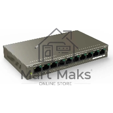 Коммутатор IP-COM F1110P-8-102W, 8×100 Мбит/с PoE + 2×1 Гбит/с, неуправляемый