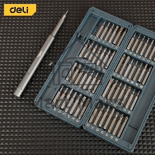 Набор прецизионных отверток Deli DL241057 (отвертка + 56 бит), сталь S2 + Cr-V