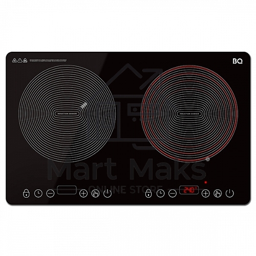 Индукционная плитка BQ HP105W Black-Silver, Мощность 3500 Вт (2000 Вт левая конфорка + 1500 Вт правая конфорка)