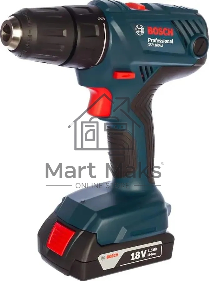 Дрель-шуруповерт Bosch GSR 180 LI 06019F8109, Аккумуляторная, 2 АКБ, Кейс
