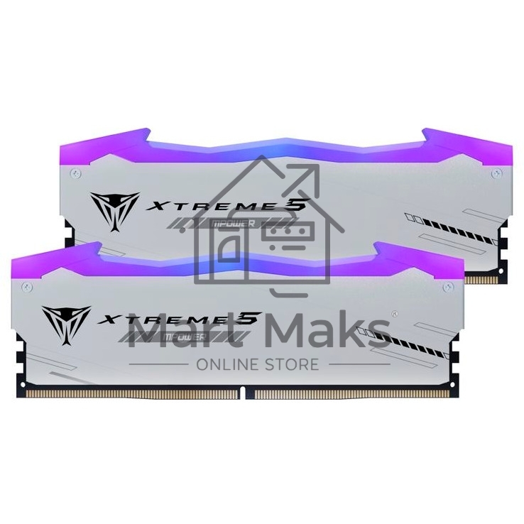 Оперативная память Patriot Viper Xtreme 5, DDR5, 32Gb (2x16Gb), 6400MHz, CL32, DIMM, с радиаторами, RGB, серебристый