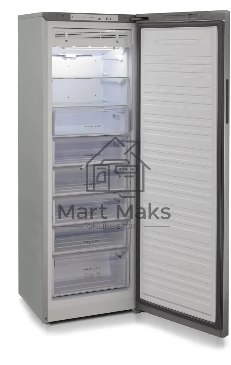 Морозильная камера Бирюса Б-C6047SN, серый металлопласт, 280л, 8 ящиков