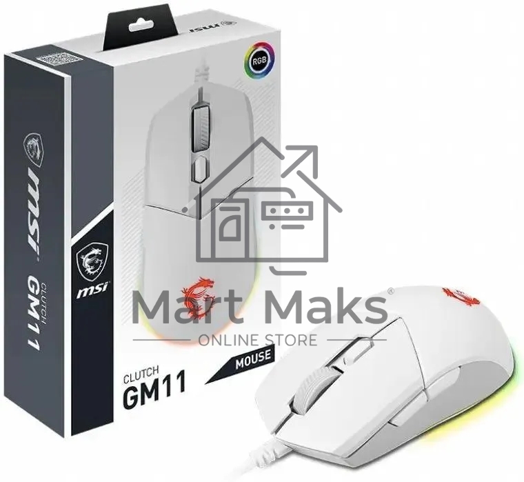 Мышь проводная MSI Clutch GM11 белый, 5000 dpi, USB, кнопки - 6