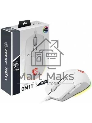 Мышь проводная MSI Clutch GM11 белый, 5000 dpi, USB, кнопки - 6