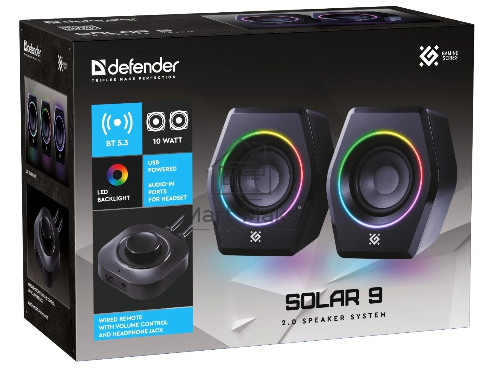 Акустическая 2.0 система Defender Solar 9 10Вт, BT/Light питание от USB