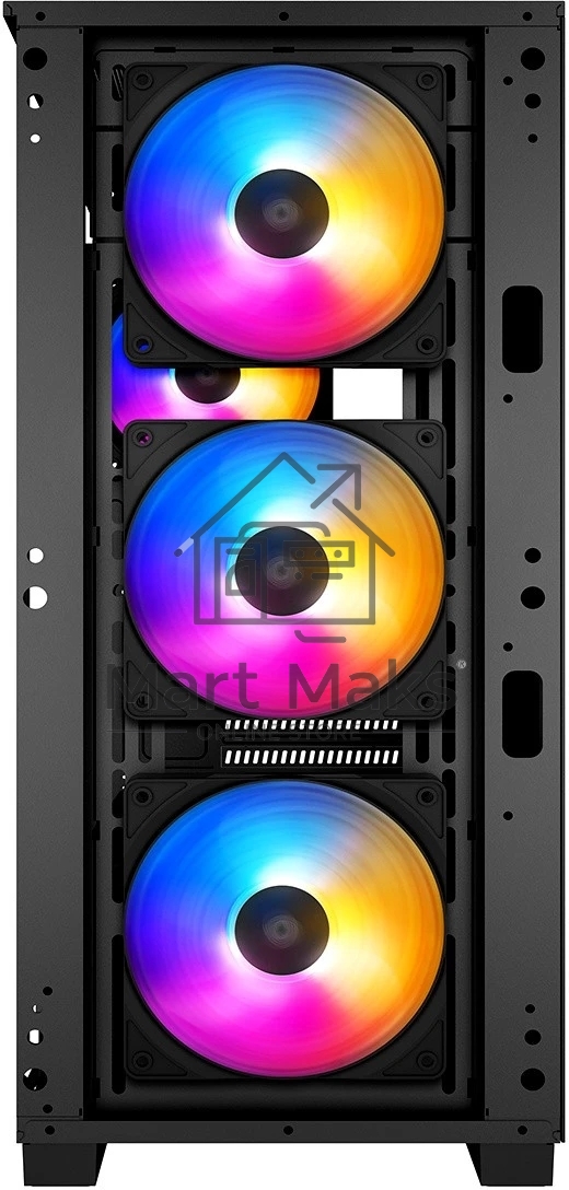 Компьютерный корпус Deepcool MATREXX 50 MESH 4FS без БП, боковое окно (закаленное стекло), 3xColor LED 120мм ветилятора спереди, 1xColor LED 120мм ветилятор сзади, черный, ATX