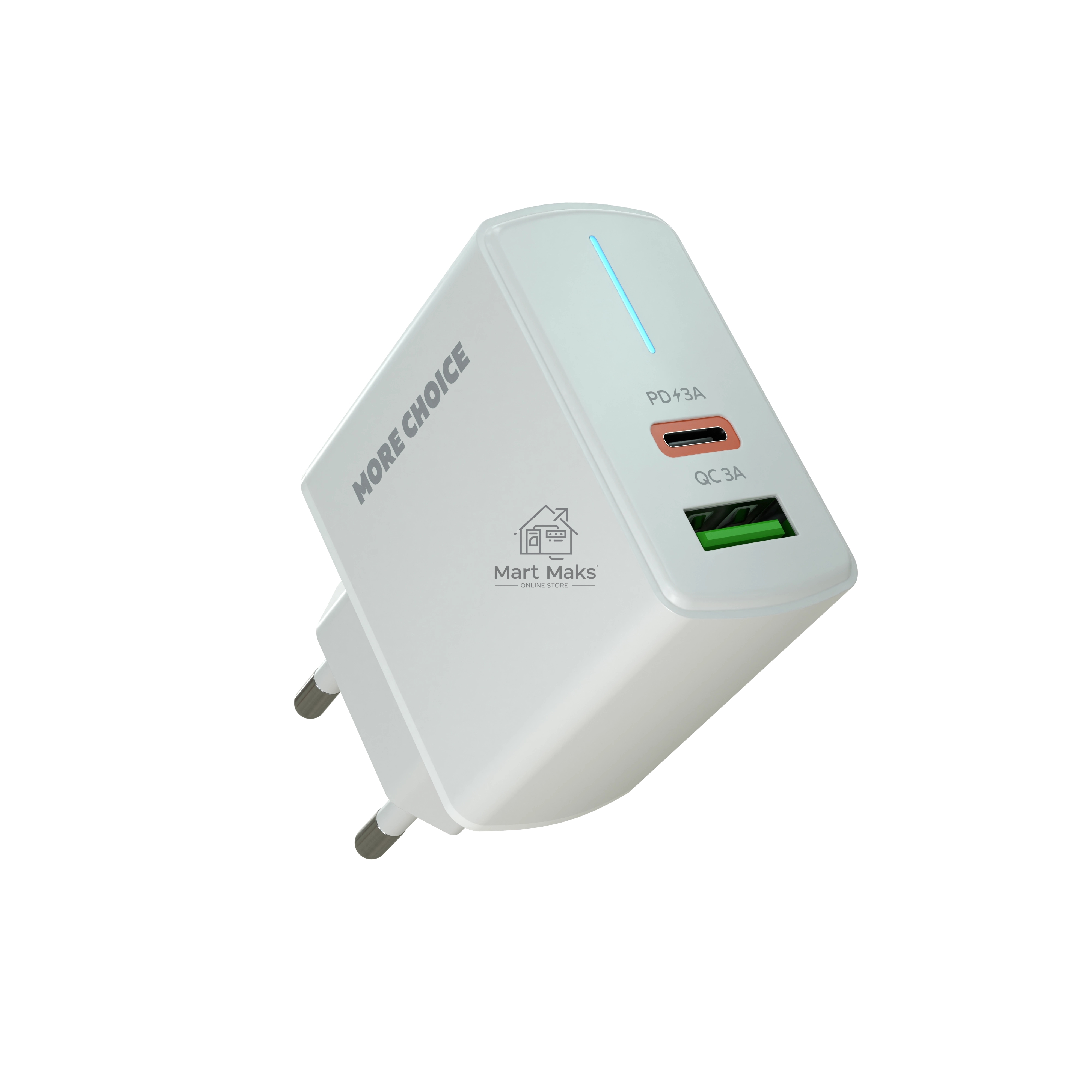 Зарядное устройство MORE CHOICE (4620202551252) NC61a белый - 1USB+1USB-C 3.0A PD 20W+QC3.0 быстрая зарядка для Type-C