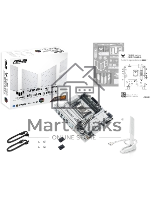 Материнская плата Asus TUF GAMING B850M-PLUS WIFI7 W, AM5, AMD B850, 4xDDR5, 4xSATA, 3xM.2, 1xPCIe 5.0 x16, 1xPCIe 3.0 x1, 1xDP, 1xHDMI, 1x2.5Gb LAN, Wi-Fi 7, Bluetooth 5.4, 1xUSB-C 20Gbps, 3xUSB-A 10Gbps, 4xUSB-A 5Gbps, 4xUSB-A 2.0, 5x3.5 мм, 7.1, mATX