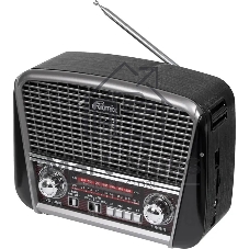 радиоприемник Ritmix RPR-065 серый Портативный трехдиапазонный радиоприемник FM / AM / SW, функция MP3-плеера (читает файлы с microSD/SD/USB носителей), яркий встроенный фонарь, питание от встроенного аккумулятора, от сети 220В, от батареек типа D (2 штуки, в комплект не входят), телескопическая антенна 360° для уверенного приема, AUX IN.