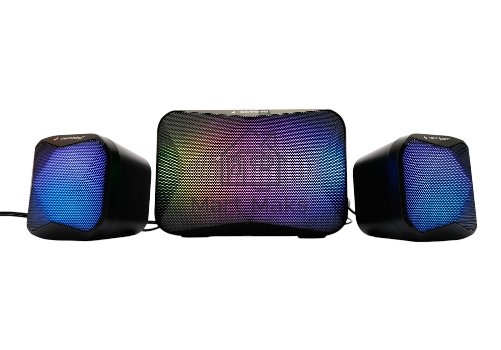 Акустическая система 2.1 Gembird SPK-21R, 11Вт, пластик, рег.громкости, RGB подсветка, черный