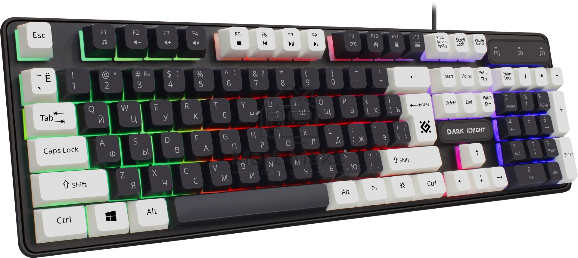 Клавиатура Defender Dark Knight GK-077 проводная, USB, черный/белый