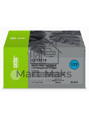 Картридж струйный Cactus CS-C8719 № 177XL черный (38 мл) для HP PhotoSmart 3100, 3210, 3213, 3310, 3313, C5183, C6100, C6183, C6200, C6283, C7183, C7200, C7280, C7283, C8183, D7100, D7160, D7300, D7363, D7463