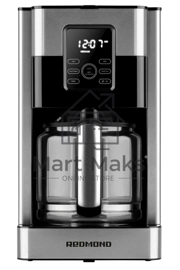 Кофеварка капельная Redmond CM704 серебристый/черный, исп. кофе - молотый, 1,8 л, 1000 Вт