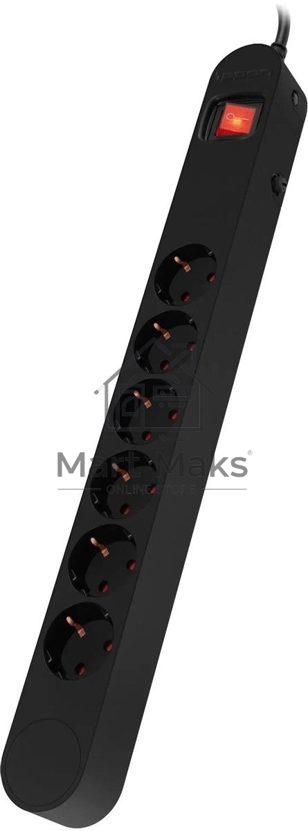 Сетевой фильтр Ippon NF-EU-1.8-16 1.8 м, 6 розеток, черный, коробка