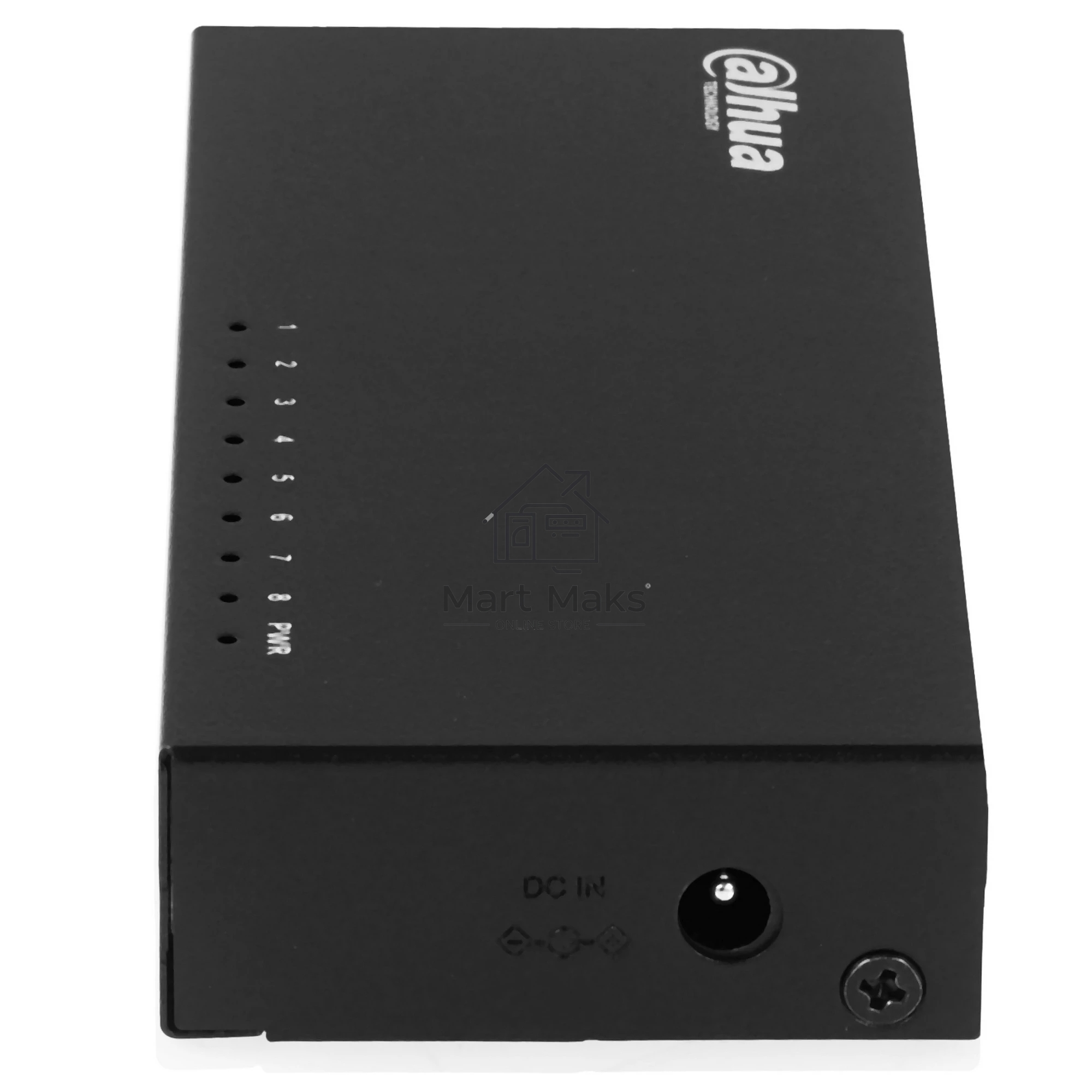 Коммутатор 8-в-1 Dahua DH-PFS3008-8ET/8 портов до 100 Мбит.с/коммутация до 1.6 Gbит.с/неуправляемый/Plug & Play/черный (DH-PFS3008-8ET)