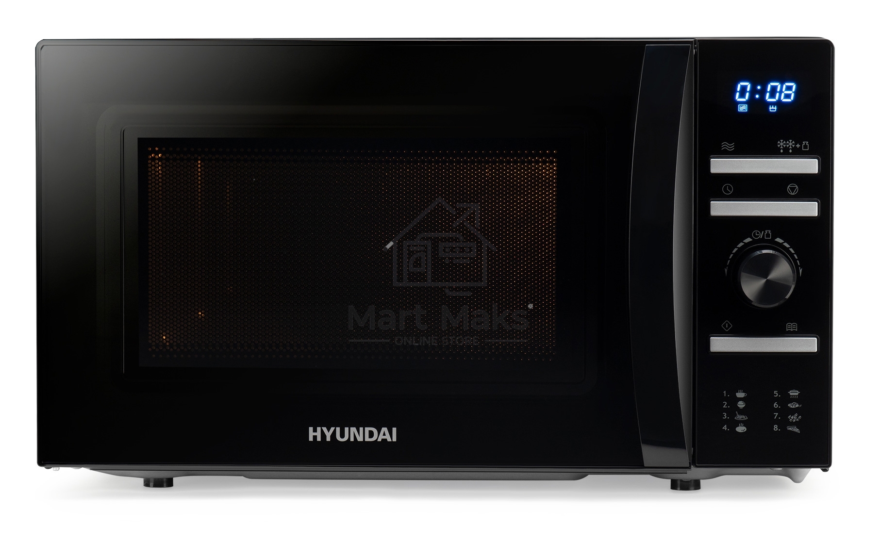 Микроволновая печь Hyundai HYM-D3031 черный, 20 л, 700 Вт, переключатели - поворотный механизм/кнопки