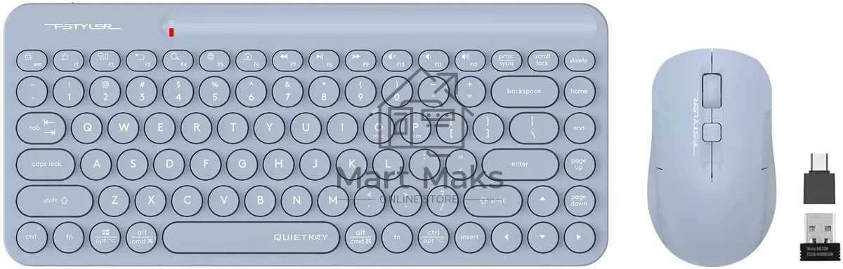 Клавиатура + мышь A4Tech Fstyler FG3200 Air клав:синий мышь:синий USB беспроводная slim Multimedia