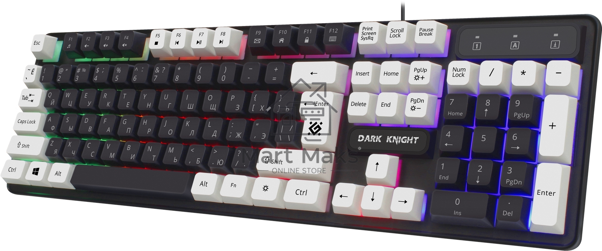 Клавиатура Defender Dark Knight GK-077 проводная, USB, черный/белый