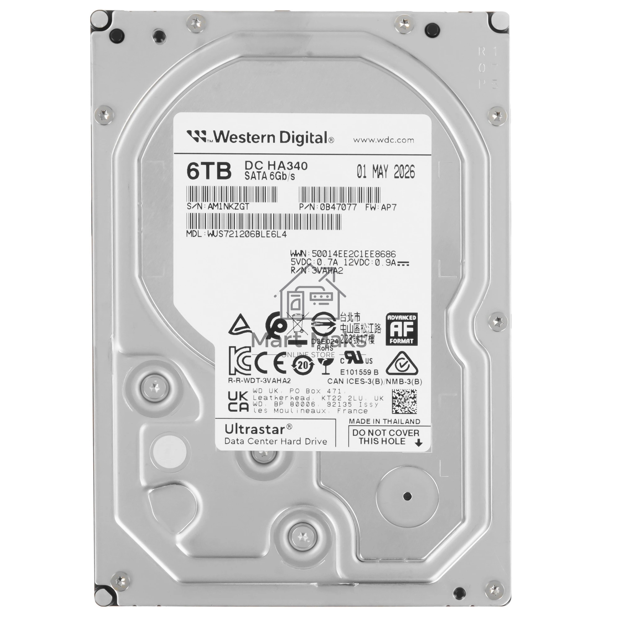 Серверный HDD WD Ultrastar DC HA340 6TB WUS721206BLE6L4 (SATA 3.5